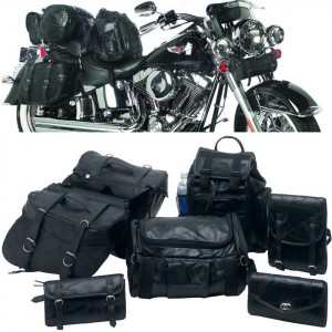 7pc leather motorcycle luggage set
